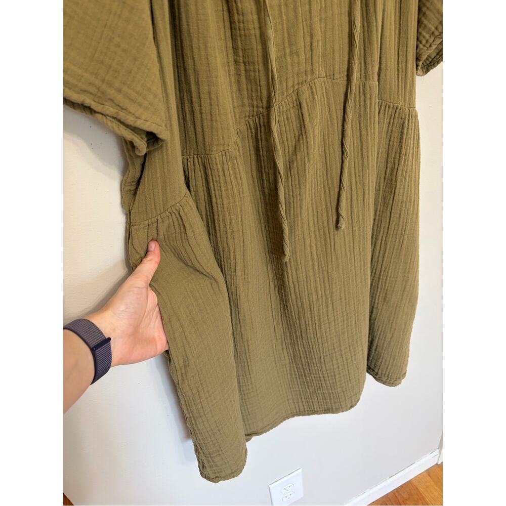 Old Navy Crinkle Gauze Flutter-Sleeve Mini Swing Dress in Kombu Green - Size XXL - Picture 6 of 8